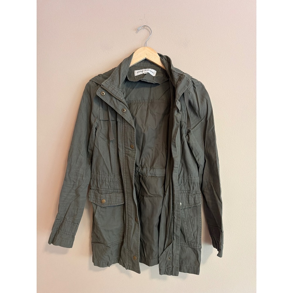 Libby Collection Olive Green Utility Jacket Hooded Field Coat Women Small